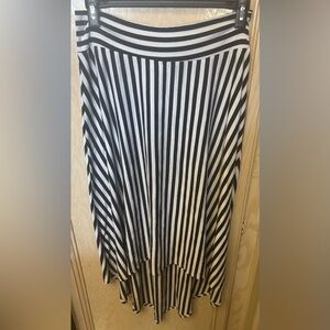 Bobeau Midi Skirt Womens Striped High Low Skirt Pull On Black White Sz 1X? READ‎